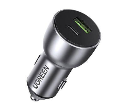 Ładowarka i akumulator UGREEN Ładowarka samochodowa CD213 USB + USB-C 36W szara